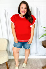Load image into Gallery viewer, Be Charming Red Ruffle Sleeve Knit Top
