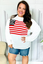 Load image into Gallery viewer, American Flag White Crochet Oversized Knit Sweater
