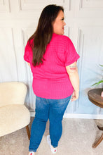 Load image into Gallery viewer, Be Your Best Cable Knit Dolman Short Sleeve Sweater Top in Fuchsia
