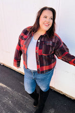 Load image into Gallery viewer, City Streets Burgundy &amp; Rust Plaid Studded Cropped Jacket
