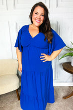 Load image into Gallery viewer, Live For Today Royal Blue Elastic V Neck Tiered Maxi Dress
