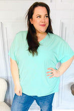 Load image into Gallery viewer, Weekend Reade Mint Drop Shoulder V Neck Woven Top
