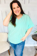 Load image into Gallery viewer, Weekend Reade Mint Drop Shoulder V Neck Woven Top
