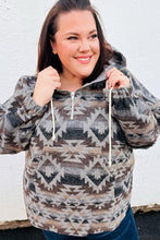 Load image into Gallery viewer, Call For You Grey Aztec Half Zip High Neck Hoodie
