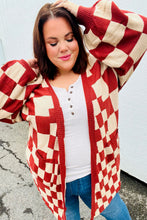 Load image into Gallery viewer, Can&#39;t Help But Love Rust Checkered Open Cardigan
