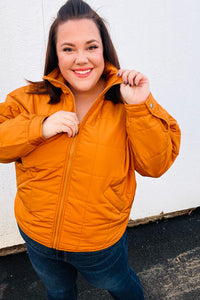 Eyes On You Quilted Puffer Jacket in Butterscotch