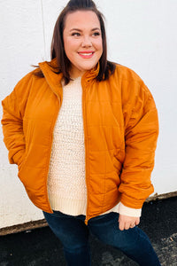 Eyes On You Quilted Puffer Jacket in Butterscotch