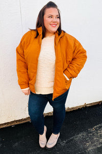 Eyes On You Quilted Puffer Jacket in Butterscotch