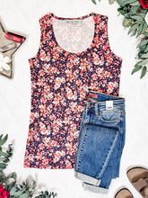 Load image into Gallery viewer, Luxe Crew Tank - Navy Floral Mix | Women&#39;s Tank Top
