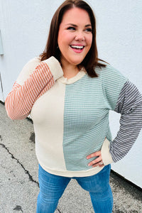 Rust & Olive Two-Tone Knit Color Block Top