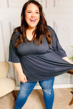 Load image into Gallery viewer, Easy To Love Babydoll Dolman Modal V Neck Top in Charcoal
