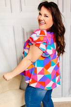Load image into Gallery viewer, Feeling Bold Multicolor Geo Print Mock Neck Flutter Sleeve Top
