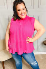 Load image into Gallery viewer, Sweet New Days Smocked Neck Pleated Sleeveless Top in Fuchsia
