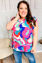 Load image into Gallery viewer, Find Yourself Fuchsia Geo Abstract V Neck Flutter Sleeve Top
