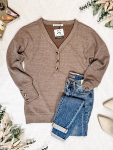 Brittney Button Sweater - Mocha