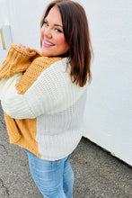 Load image into Gallery viewer, Face The Day Camel Color Block Chunky Knit Cardigan
