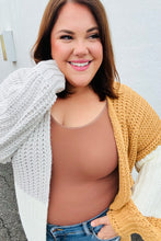 Load image into Gallery viewer, Face The Day Camel Color Block Chunky Knit Cardigan
