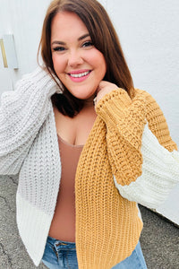 Apple Cider Sips Color Block Chunky Knit Cardigan