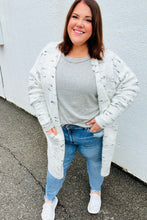 Load image into Gallery viewer, Feeling In Love Ivory/Charcoal Textured Soft Brushed Cardigan
