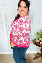 Load image into Gallery viewer, Make A Statement Fuchsia Paisley Boho Front Tie Top

