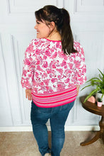 Load image into Gallery viewer, Make A Statement Fuchsia Paisley Boho Front Tie Top
