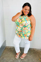 Load image into Gallery viewer, Always In Bloom Seafoam Green Floral Halter Neck Tank Top
