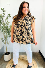 Load image into Gallery viewer, You Got This Black Paisley Print V Neck Flutter Sleeve Top
