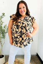 Load image into Gallery viewer, You Got This Black Paisley Print V Neck Flutter Sleeve Top
