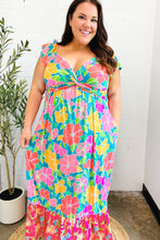 Load image into Gallery viewer, Vacay Vibes Blue Floral Print Sweetheart Twisted Neckline Maxi Dress
