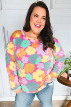 Load image into Gallery viewer, Easy To Love Fuchsia Floral Two Tone Knit Vintage Top
