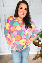Load image into Gallery viewer, Easy To Love Fuchsia Floral Two Tone Knit Vintage Top

