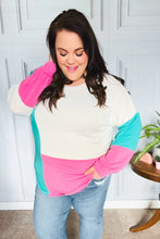 Load image into Gallery viewer, The Slouchy Mint &amp; Pink Drop Shoulder Terry Color Block Top
