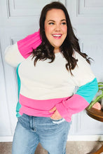 Load image into Gallery viewer, The Slouchy Mint &amp; Pink Drop Shoulder Terry Color Block Top
