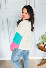 Load image into Gallery viewer, The Slouchy Mint &amp; Pink Drop Shoulder Terry Color Block Top
