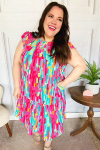 Feeling Bold Multicolor Abstract Print Tiered Ruffle Sleeve Dress