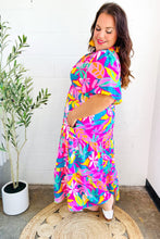 Load image into Gallery viewer, Tropical Trance Fuchsia Floral Smocked Waist Maxi Dress
