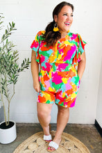 Load image into Gallery viewer, Under The Sun Abstract Floral Smocked Waist V Neck Flutter Sleeve Romper
