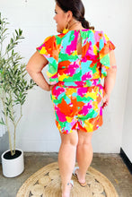 Load image into Gallery viewer, Under The Sun Abstract Floral Smocked Waist V Neck Flutter Sleeve Romper
