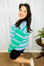 Load image into Gallery viewer, Perfectly Poised Blush &amp; Blue Stripe Color Block Knit Sweater
