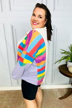 Load image into Gallery viewer, Feeling Bold Lilac Multicolor Stripe Collared V Neck Pullover
