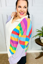 Load image into Gallery viewer, Feeling Bold Lilac Multicolor Stripe Collared V Neck Pullover
