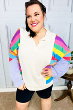 Load image into Gallery viewer, Feeling Bold Lilac Multicolor Stripe Collared V Neck Pullover
