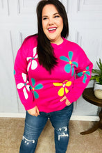 Load image into Gallery viewer, Flower Power Hot Pink Daisy Jacquard Pullover Sweater
