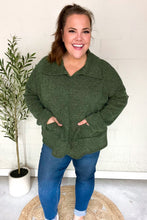 Load image into Gallery viewer, Easy Living Textured Knit Notch Neck Oversized Collar Sweater in Olive
