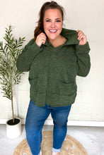 Load image into Gallery viewer, Easy Living Textured Knit Notch Neck Oversized Collar Sweater in Olive
