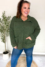 Load image into Gallery viewer, Easy Living Textured Knit Notch Neck Oversized Collar Sweater in Olive
