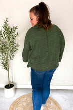 Load image into Gallery viewer, Easy Living Textured Knit Notch Neck Oversized Collar Sweater in Olive
