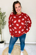 Load image into Gallery viewer, Game Day Football Print Jacquard Knit Sweater in Red
