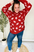 Load image into Gallery viewer, Game Day Football Print Jacquard Knit Sweater in Red
