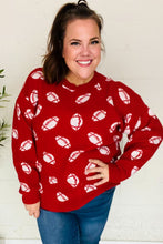 Load image into Gallery viewer, Game Day Football Print Jacquard Knit Sweater in Red
